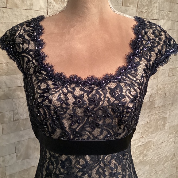 Tadashi Shoji Classic Collection Navy Blue Lace Cocktail Dress - Picture 3 of 15